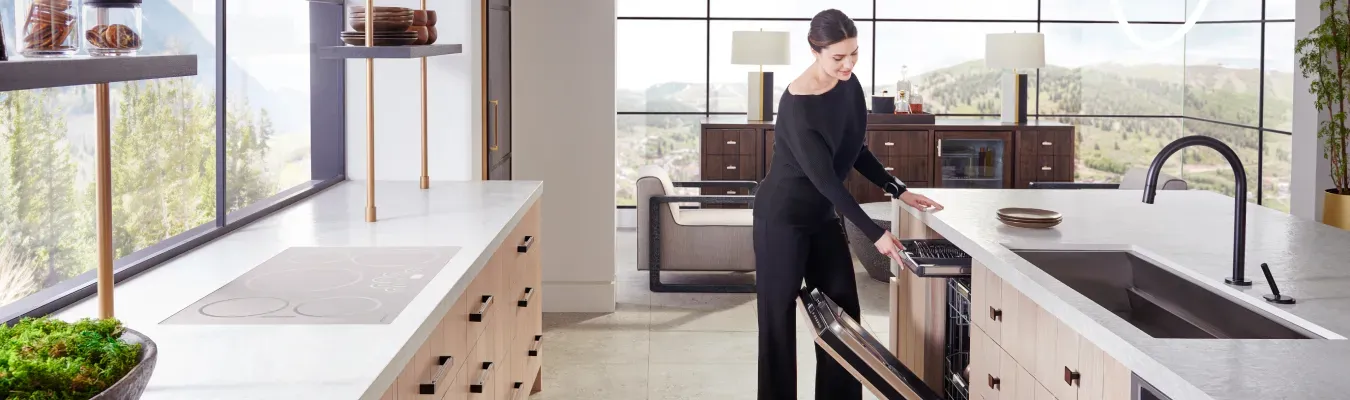 woman-opening-monogram-dishwasher